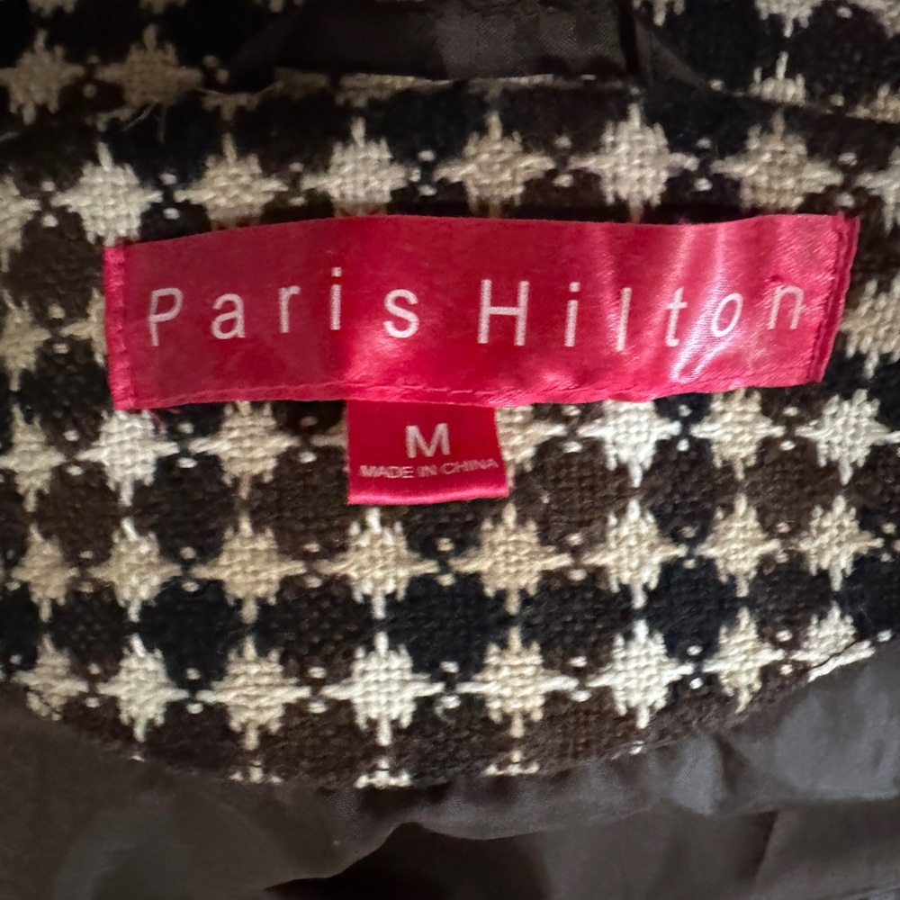 Paris Hilton Women's Houndstooth Jacket Medium Black Double-Breasted - Picture 8 of 15
